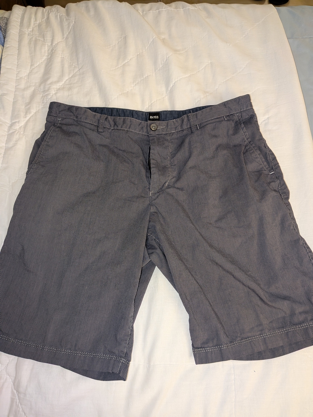 Hugo Boss Men's Charcoal Flat-Front Cotton Shorts